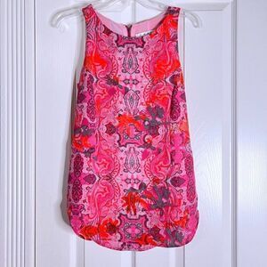 CAbi Hot Pink Paisley Lined Sleeveless Tank sz XS